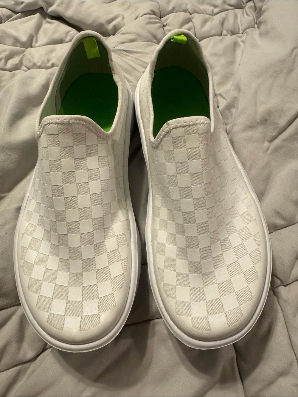 Men's White Checker Slip-On Casual Shoes